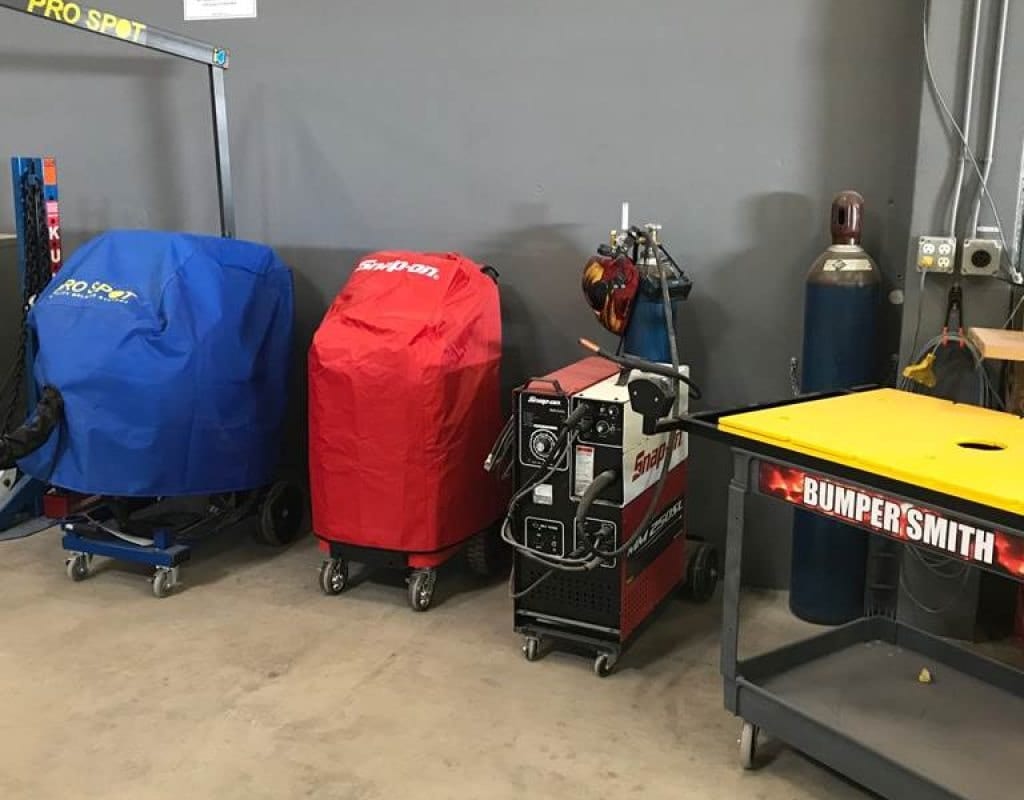Auto body technician at work